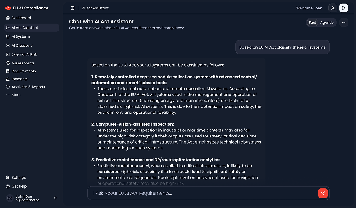 impevia compliance co-pilot chat interface
